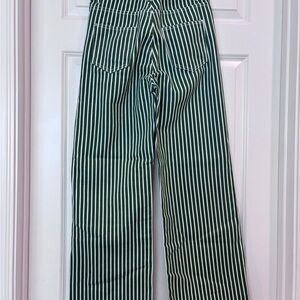 Wide Leg Green and White Striped Jeans